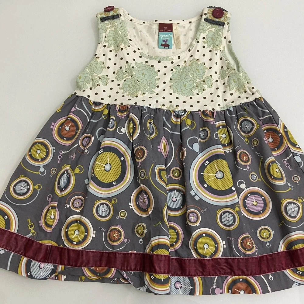 Matilda Jane Kids 6 Multicolor Dress Floral Clock Mixed Print‎ Boho Set of 2